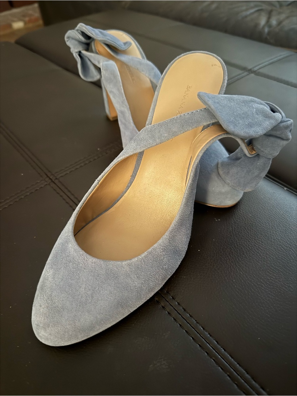 Banana Republic Light Blue Suede Bow Slingback Heels